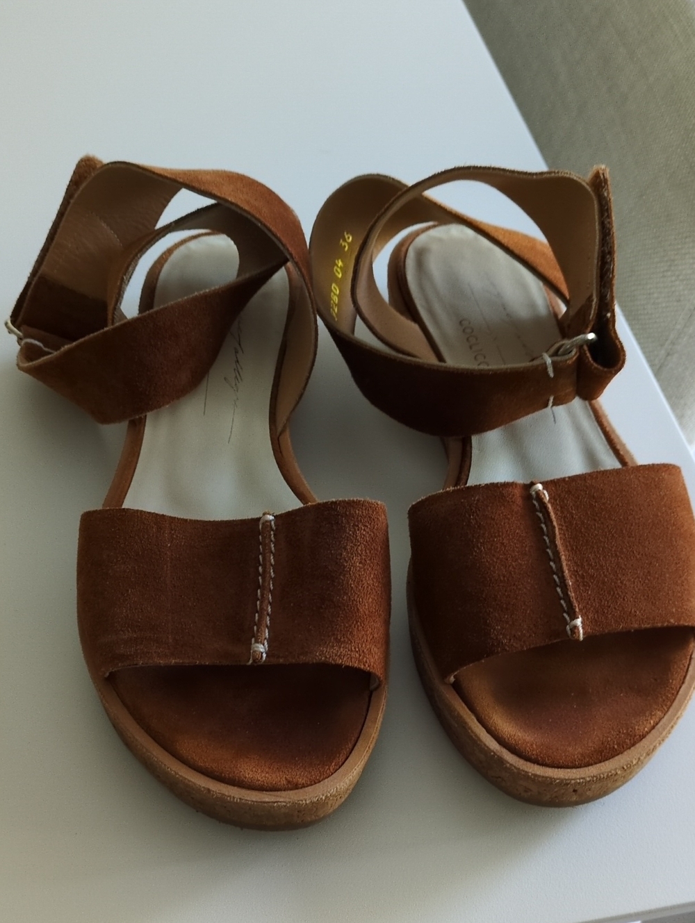 COCLICO Tan Suede Slide Sandals